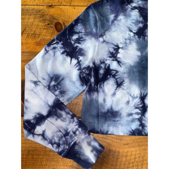 Womens Victoria's Secret PINK Blue White Cropped Style Long Sleeve Sweatshirt‎ S - Picture 3 of 9